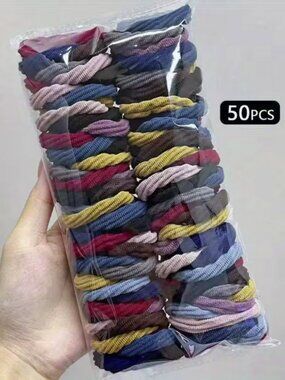 50Pcs. Girls Mixed Candy Color Simple Hair Tie Accessories